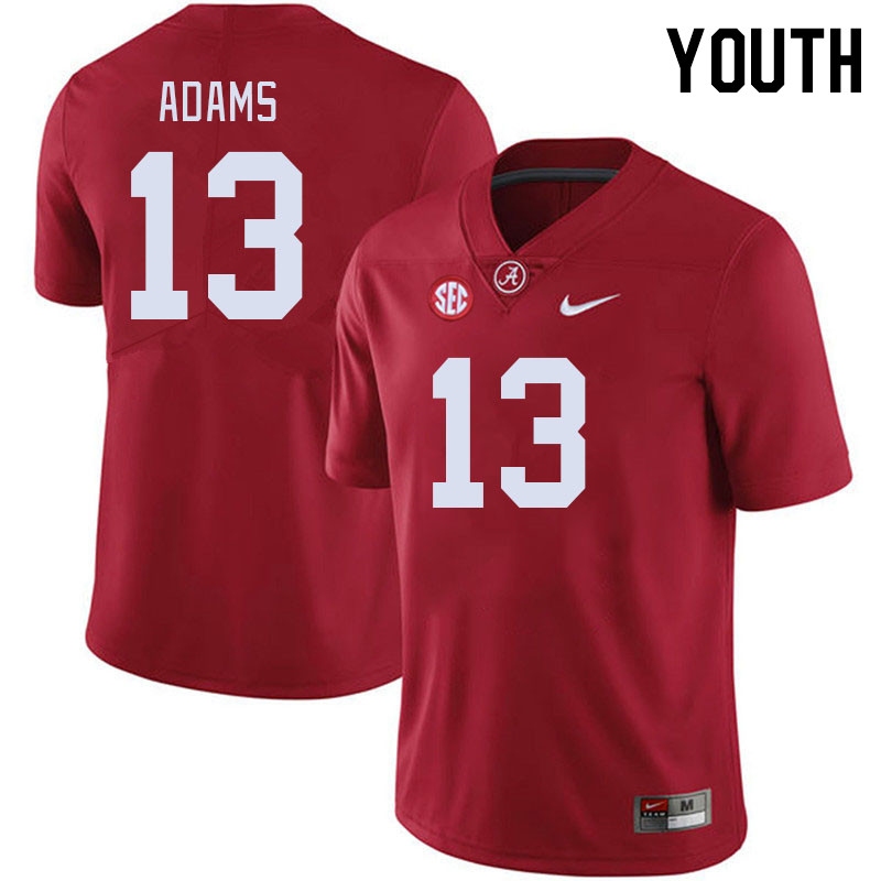 Youth #13 Cole Adams Alabama Crimson Tide College Footabll Jerseys Stitched-Crimson